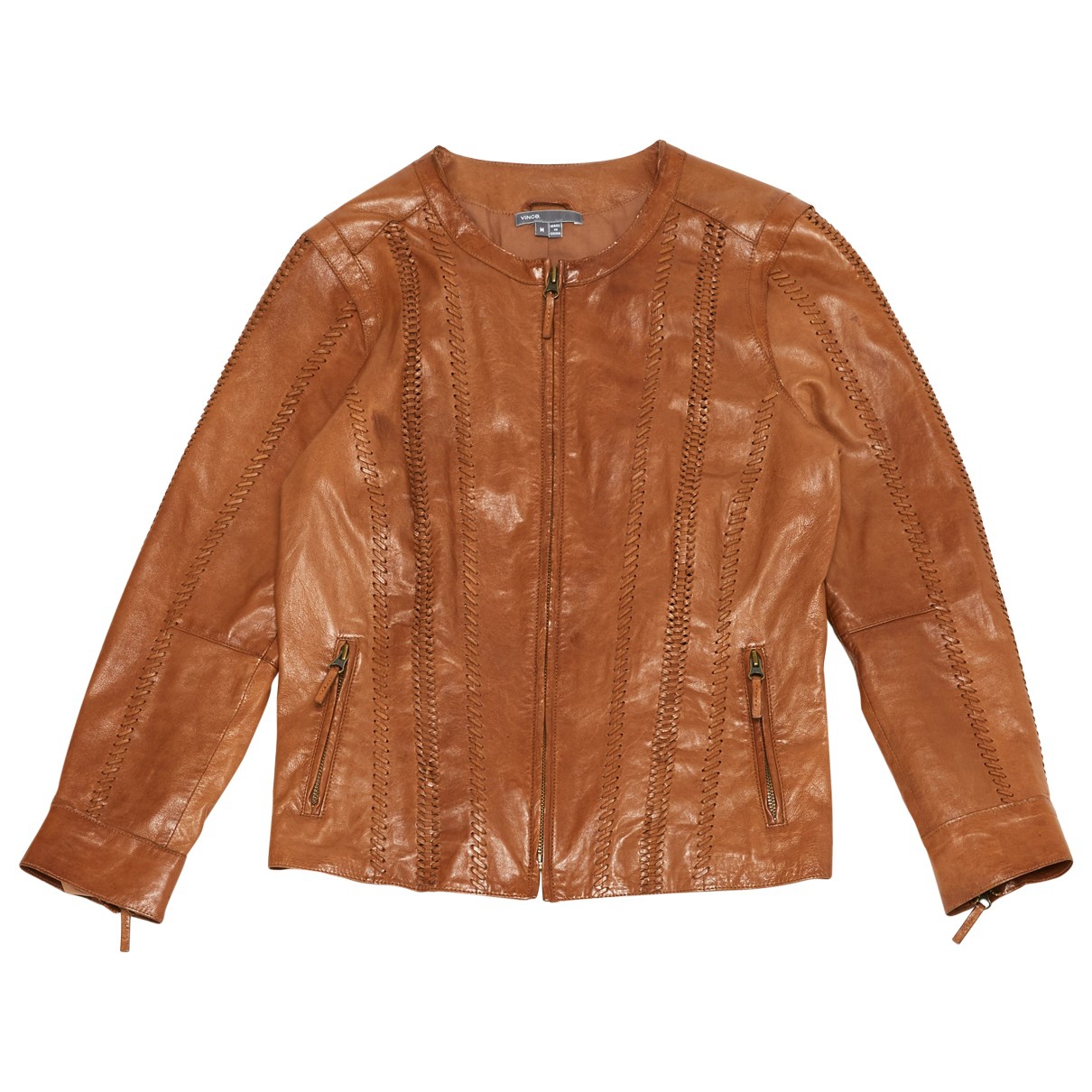 Vince - Jacket Leather Brown Plain for Women - Second Hand Jacket, Good Condition