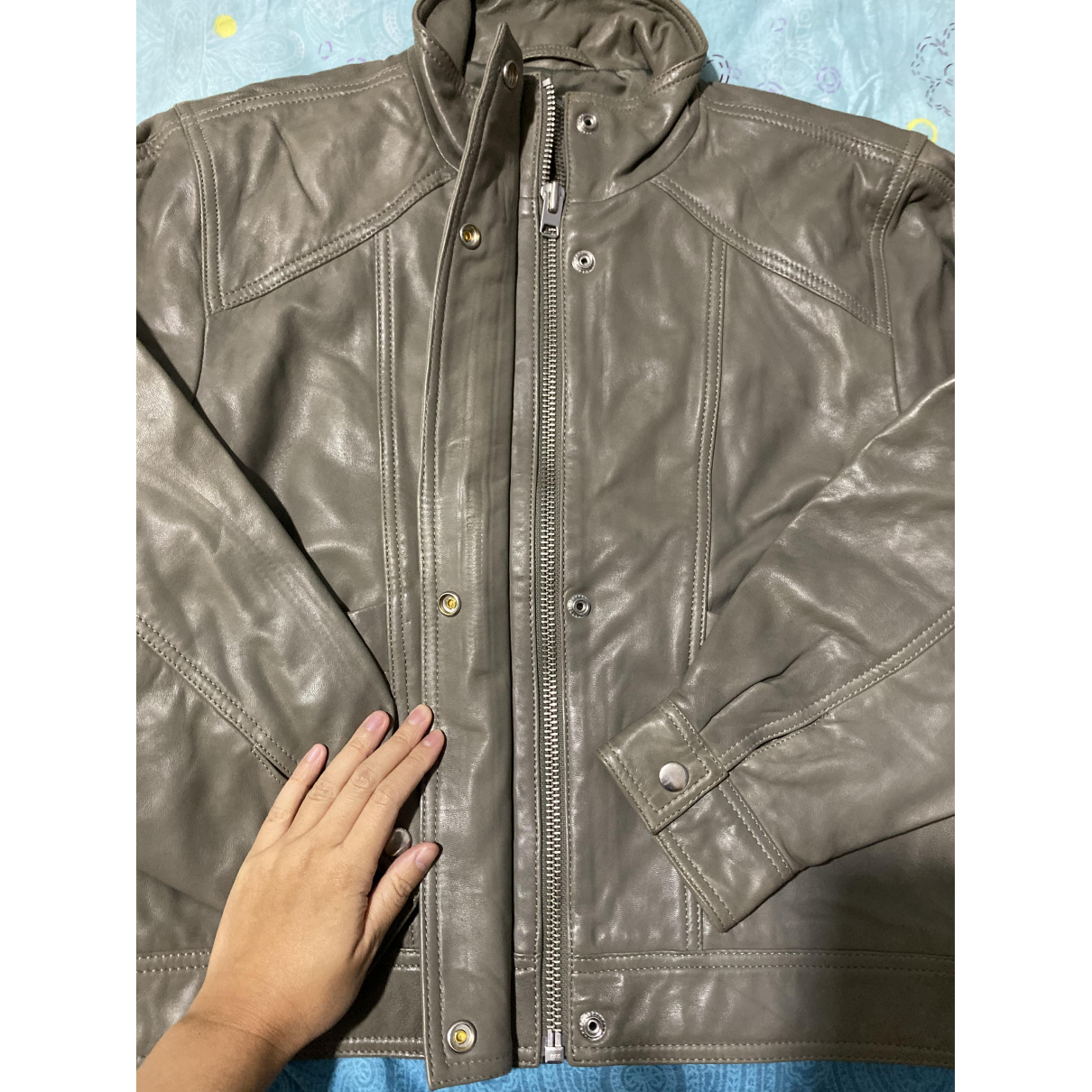 Leather jacket Topshop Grey size 4 US 