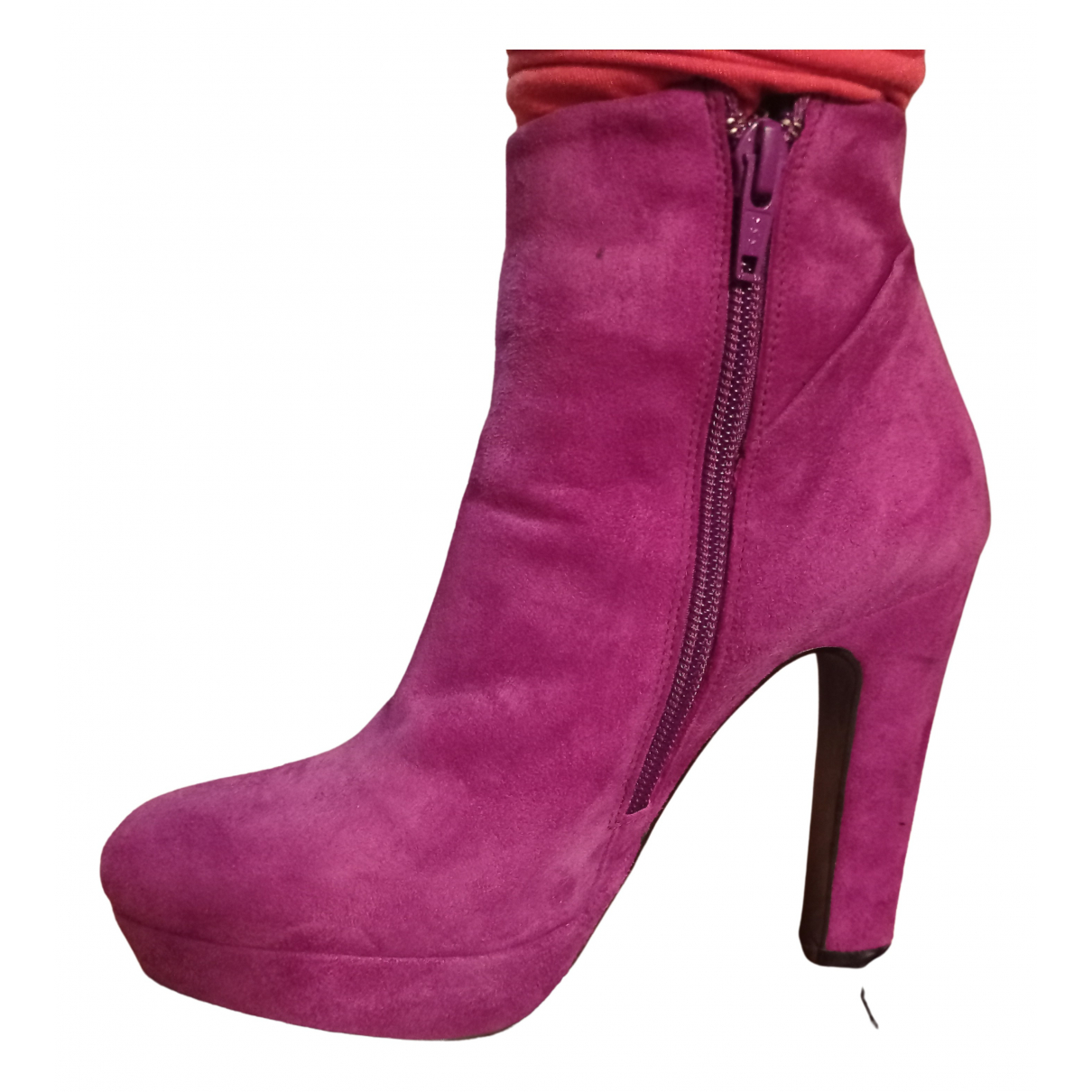 plum leather ankle boots