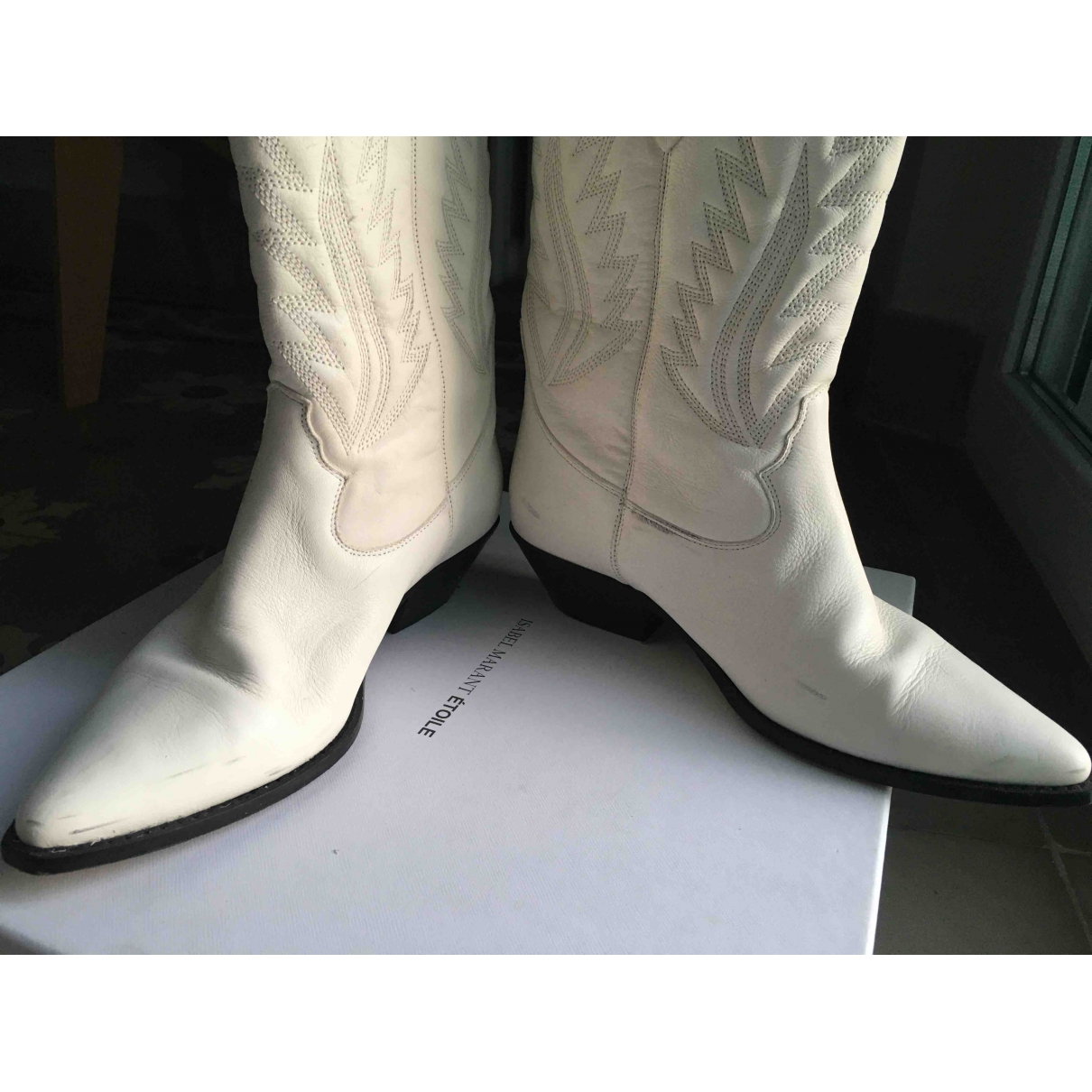 isabel marant white cowboy boots