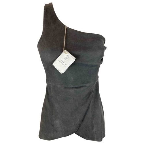 Pre-owned Brunello Cucinelli Leather Corset In Grey
