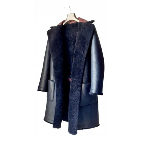Pre-owned Diane Von Furstenberg Shearling Coat In Black