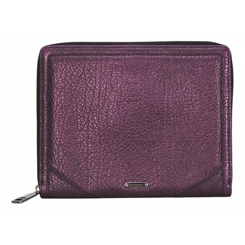 Pre-owned Burberry Leather Purse In Purple