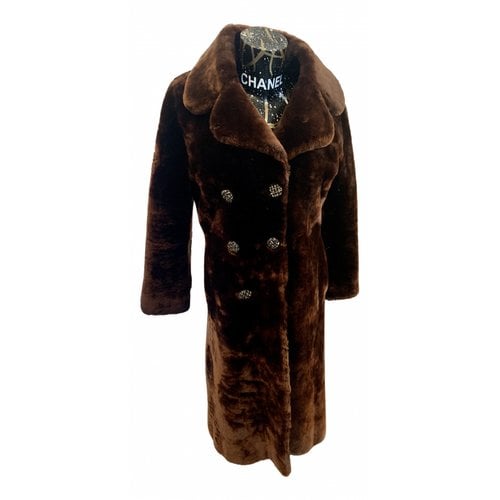 Pre-owned Sprung Frères Shearling Coat In Brown