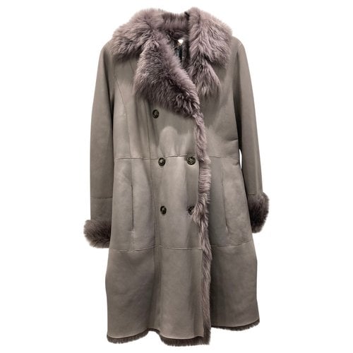 Pre-owned Marc Cain Shearling Coat In Pink
