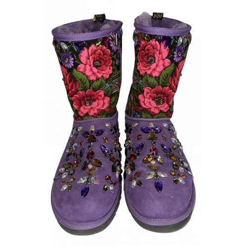 Pre-owned Ugg Shearling Ankle Boots In Purple