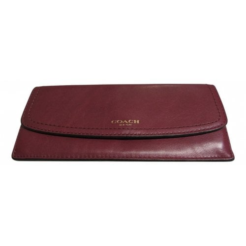 Pre-owned Coach Leather Wallet In Burgundy