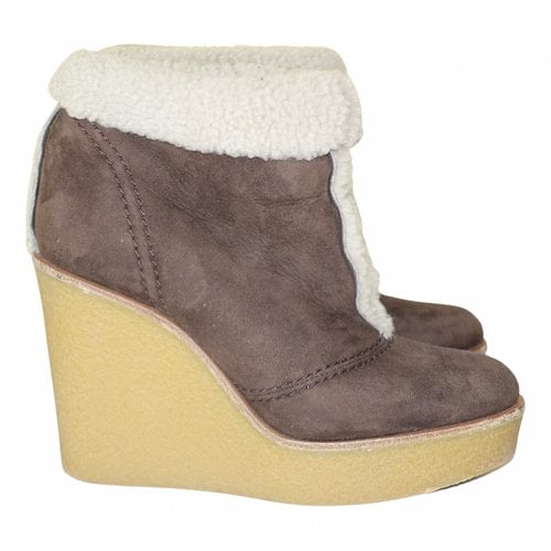 Pre-owned Chloé Shearling Snow Boots In Brown