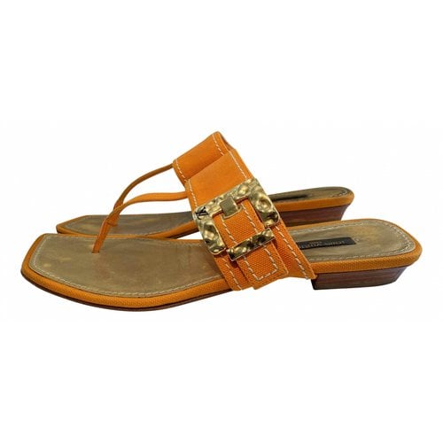 Pre-owned Louis Vuitton Cloth Sandals In Orange
