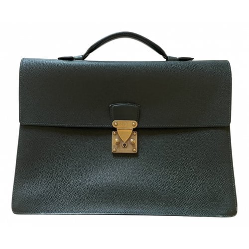 Pre-owned Louis Vuitton Kourad Leather Satchel In Green