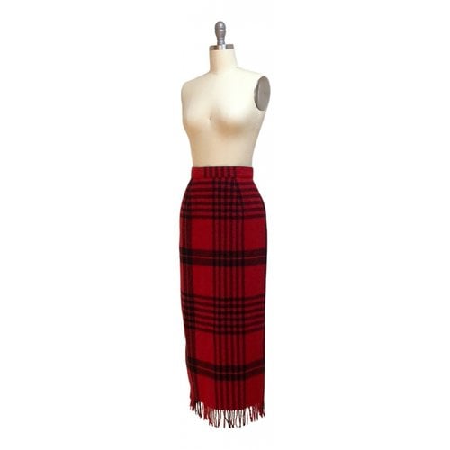 Pre-owned Woolrich Wool Maxi Skirt In Red