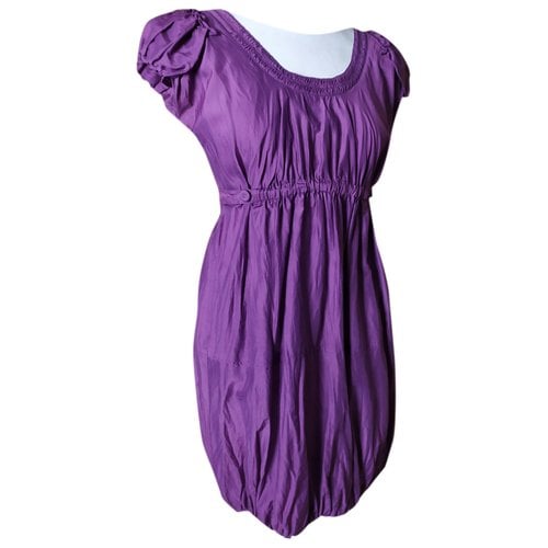 Pre-owned Anna Molinari Silk Mini Dress In Purple
