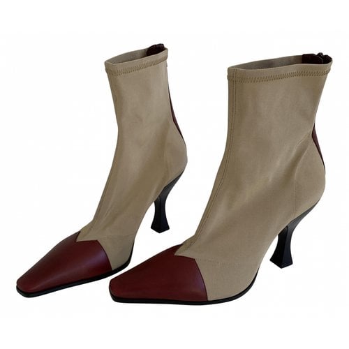 Pre-owned Celine Leather Ankle Boots In Multicolour