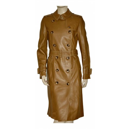 Pre-owned Burberry Leather Trench Coat In Brown