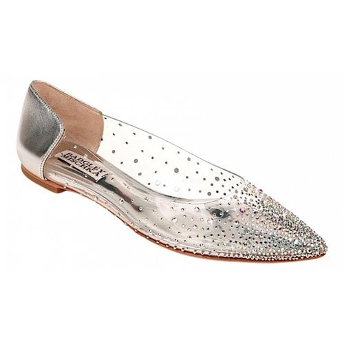 Pre-owned Badgley Mischka Leather Ballet Flats In Silver