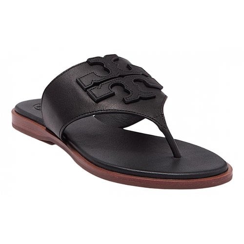 Pre-owned Tory Burch Leather Sandals In Black