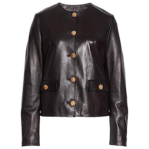 Pre-owned St John Leather Jacket In Black