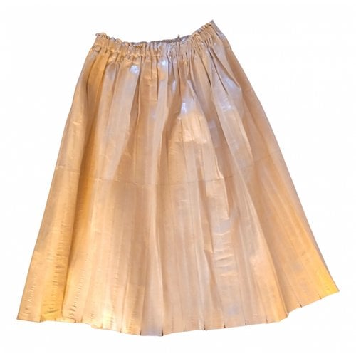 Pre-owned Ter Et Bantine Leather Mid-length Skirt In Beige