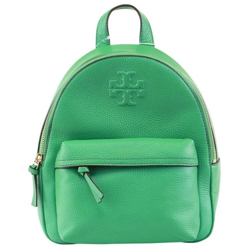 Pre-owned Tory Burch Leather Backpack In Green