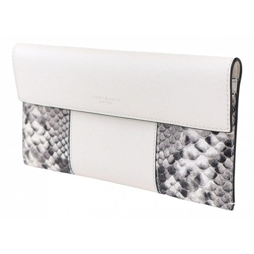 Pre-owned Tory Burch Leather Clutch Bag In Grey