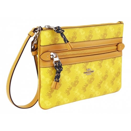 Pre-owned Coach Cloth Clutch Bag In Yellow