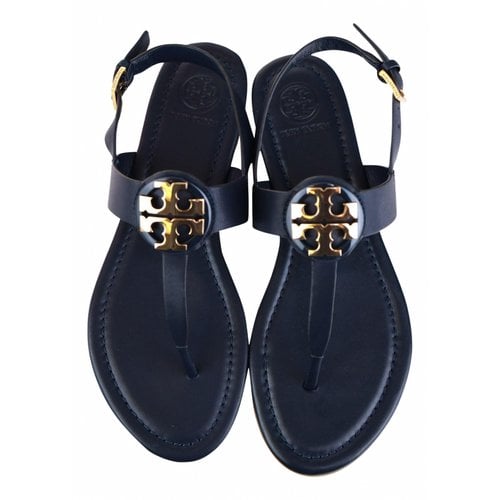 Pre-owned Tory Burch Leather Sandals In Black