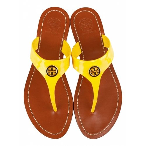 Pre-owned Tory Burch Patent Leather Sandals In Yellow