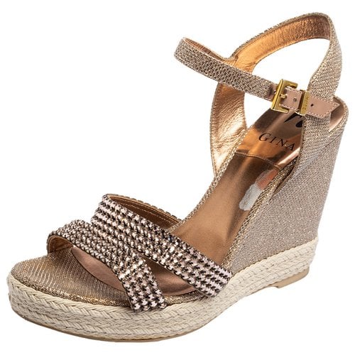 Pre-owned Gina Leather Sandal In Gold
