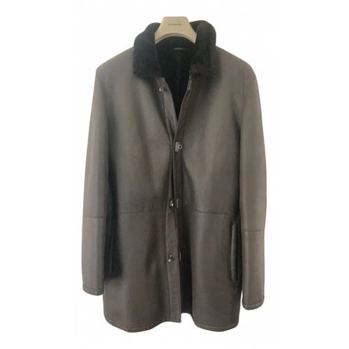 Pre-owned Ferragamo Leather Coat In Brown