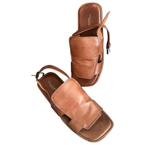 Pre-owned Dries Van Noten Leather Sandals In Beige