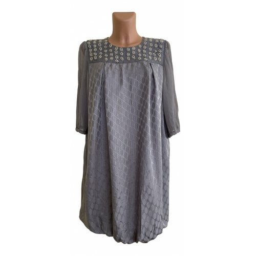 Pre-owned By Malene Birger Silk Mini Dress In Grey