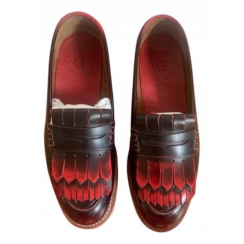 Pre-owned Grenson Leather Flats In Burgundy