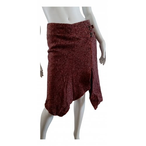 Pre-owned Marella Wool Mid-length Skirt In Burgundy