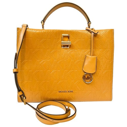 Pre-owned Michael Kors Python Satchel In Yellow
