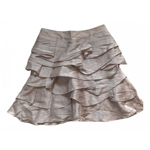 Pre-owned Reiss Linen Mini Skirt In Beige