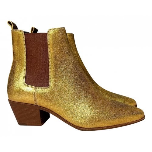 Pre-owned Saint Laurent Leather Ankle Boots In Gold