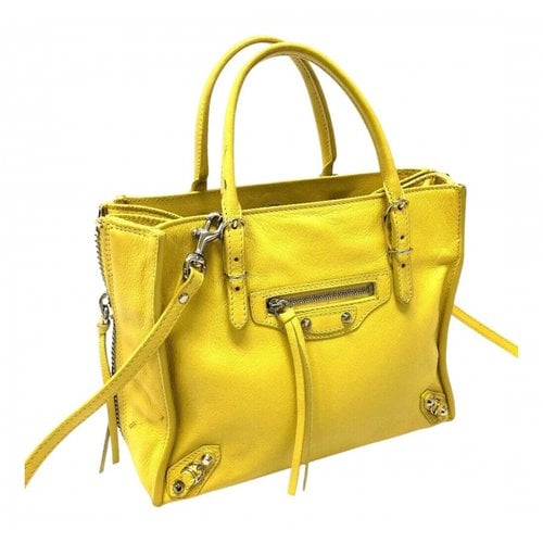 Pre-owned Balenciaga Papier Leather Handbag In Yellow