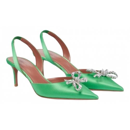Pre-owned Amina Muaddi Leather Heels In Green