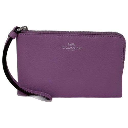Pre-owned Coach Leather Clutch Bag In Purple