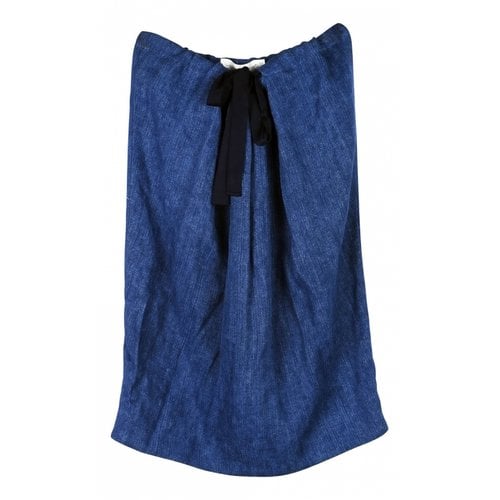 Pre-owned Victoria Beckham Linen Mid-length Skirt In Blue
