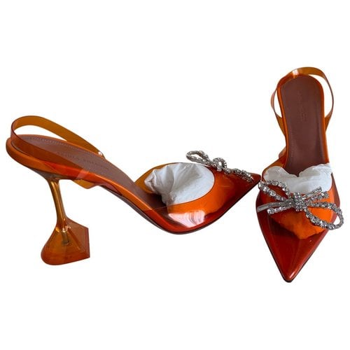 Pre-owned Amina Muaddi Sandals In Orange