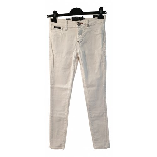 Pre-owned Philipp Plein Slim Jeans In White