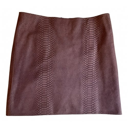 Pre-owned Gerard Darel Leather Mini Skirt In Purple