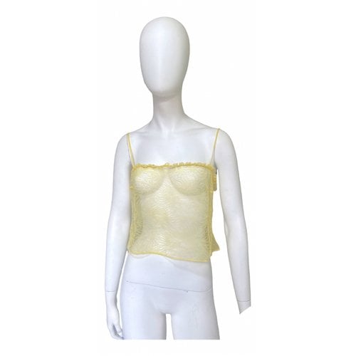 Pre-owned Versace Lace Top In Yellow