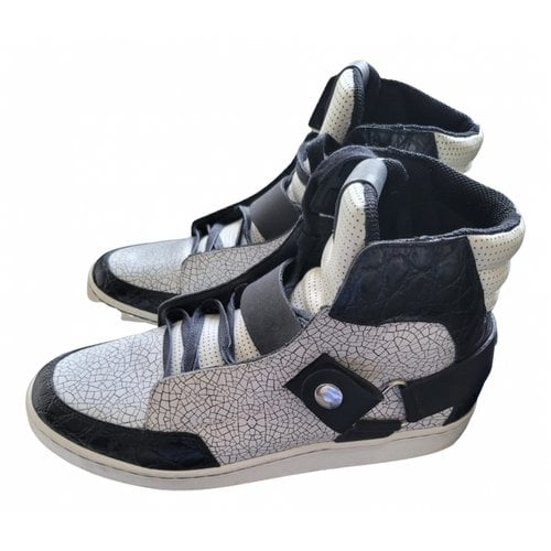 Pre-owned Just Cavalli Leather High Trainers In Multicolour