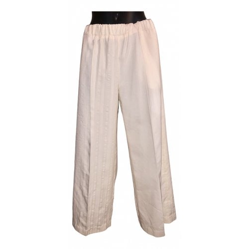 Pre-owned Roberto Musso Straight Pants In Ecru