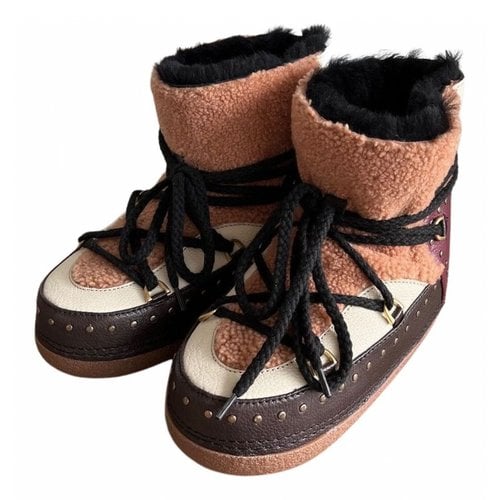 Pre-owned Inuikii Shearling Ankle Boots In Brown