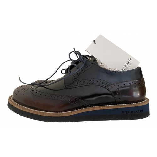 Pre-owned Trussardi Patent Leather Lace Ups In Black