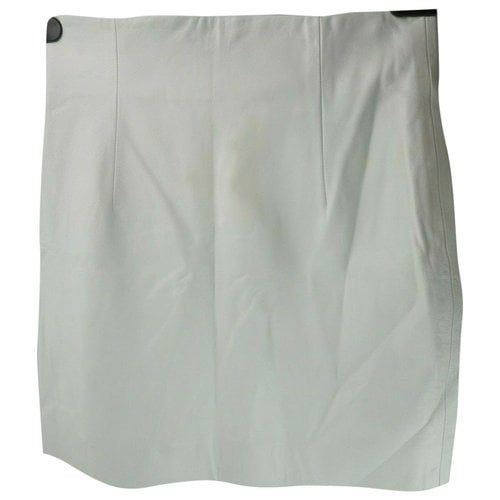 Pre-owned Laquan Smith Leather Mini Skirt In White