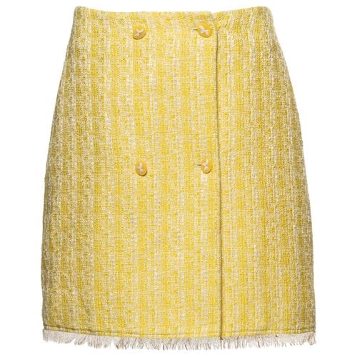 Pre-owned Staud Mini Skirt In Yellow